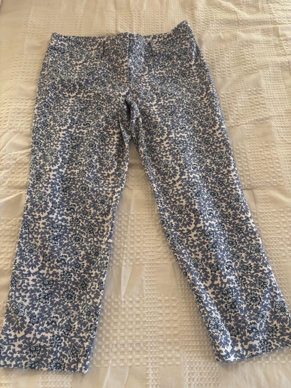 LOFT Blue and White Ankle Cropped Pants